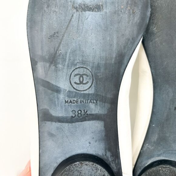 Chanel CC Cap Toe Ballet Bow Flats Leather - Picture 10 of 13